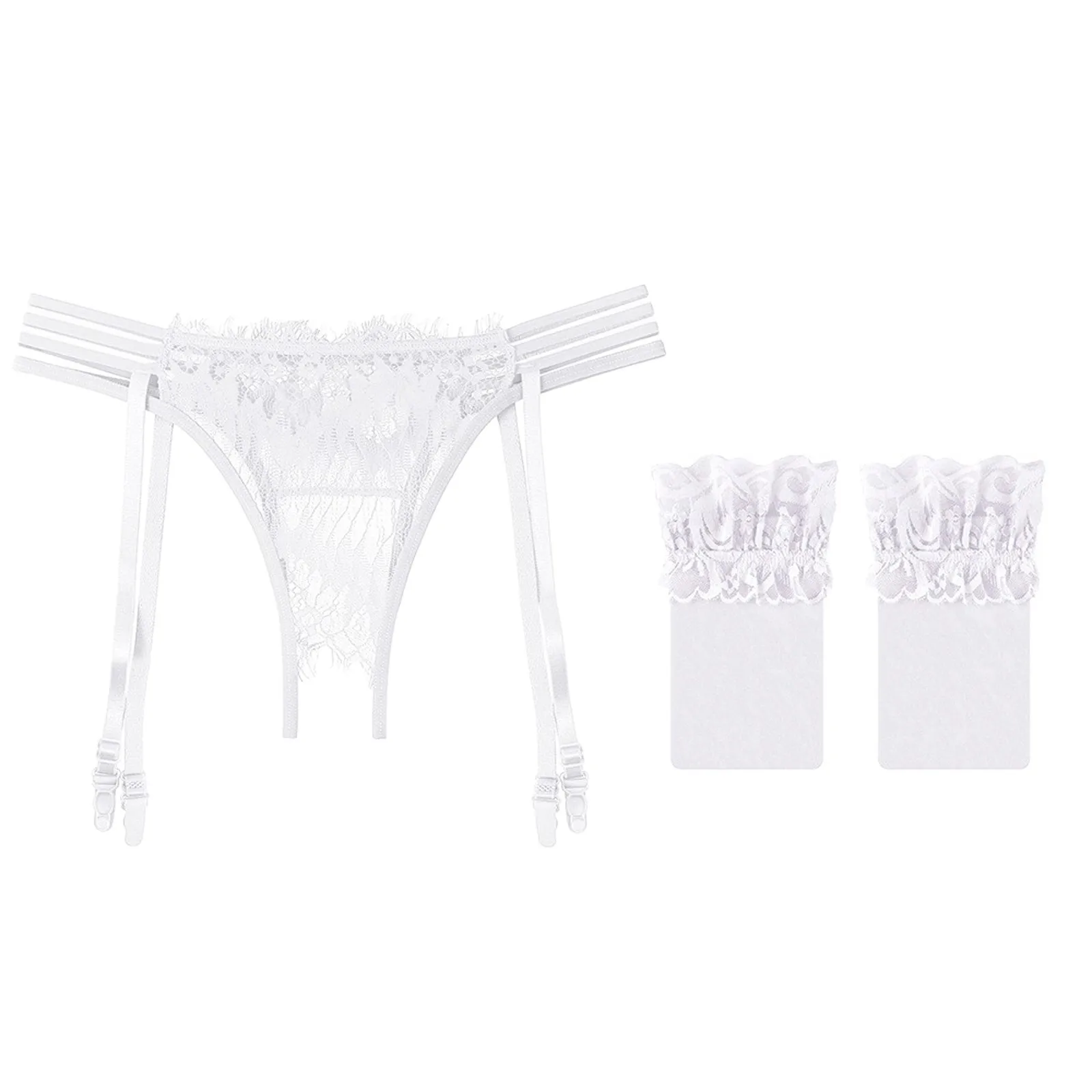 Description Picture 5 of itemsexy Lace Women Thong low Waist transaprent Ladies G-string with leg ring Fashion Erotic Underwear Female Suspender garter brief