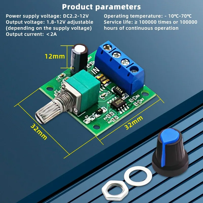 8Pcs 1.8v 3v 5v 6v 7.2v 12v 2A 30W Low Voltage DC Motor Speed Controller PWM 1803BK 1803B Adjustable Driver Switch
