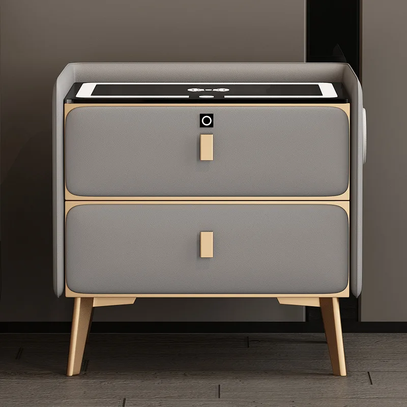 

Smart bedside table Solid wood Simple modern multi-function Fingerprint lock Wireless charging Bedside table Bluetooth speaker