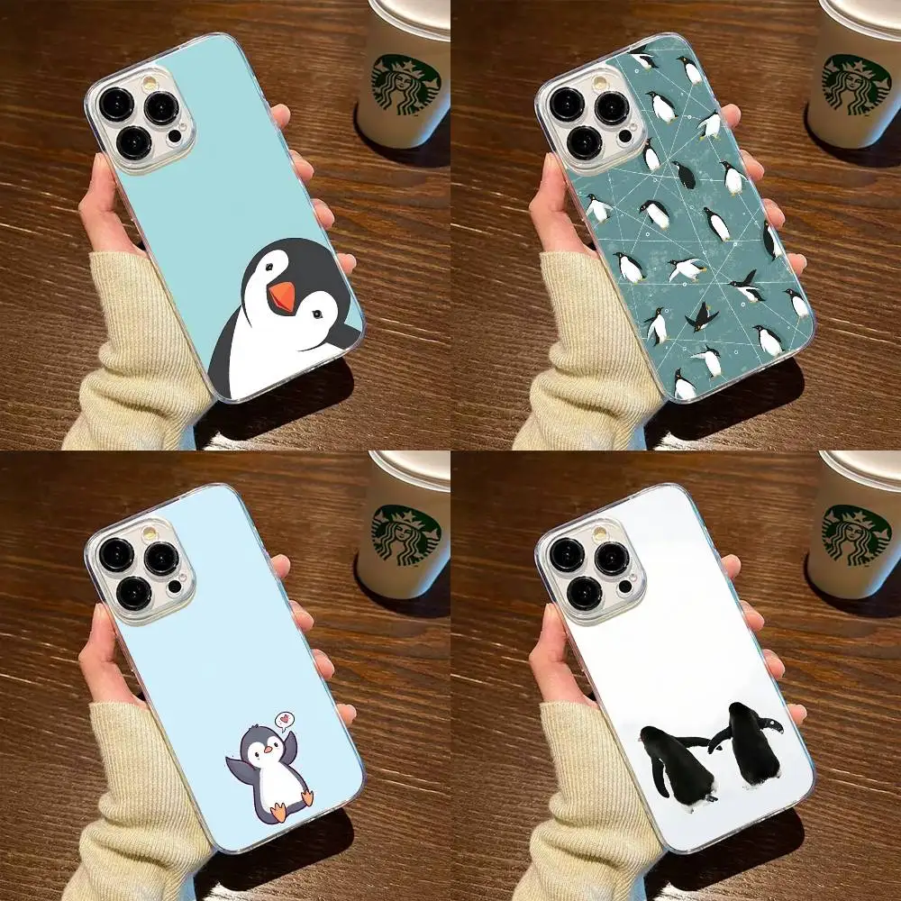 

Penguin Phone Case For iPhone17,16,15,14,13,12,11 Plus,Pro Max Soft Transparent Cover
