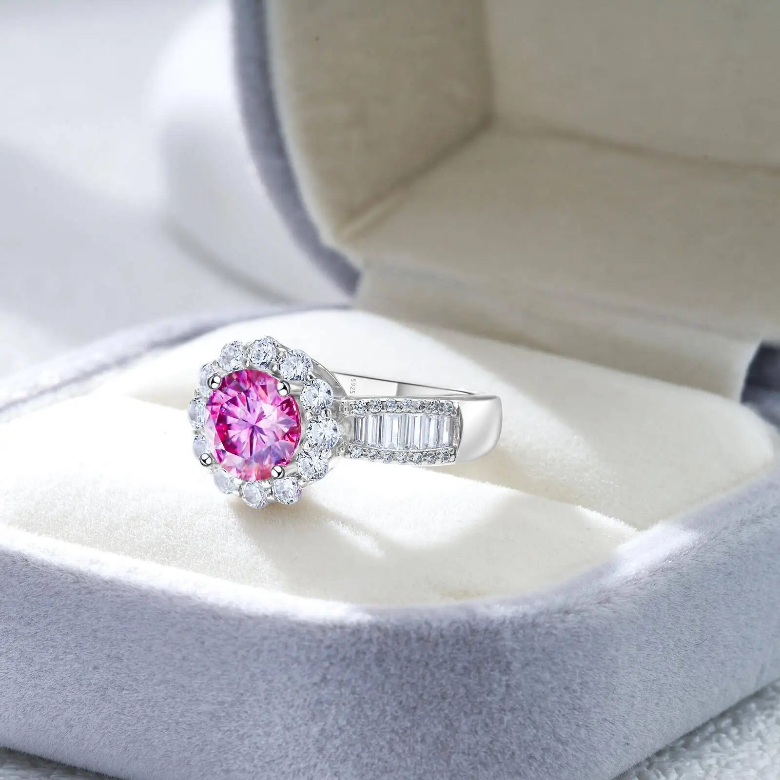 TY 3,5CT 100% 925 Sterling Silber Moissanit Damenring D Farbe Luxus Schmuckring Geschenk Verlobungsring Minimalistischer Ring – Detail 3