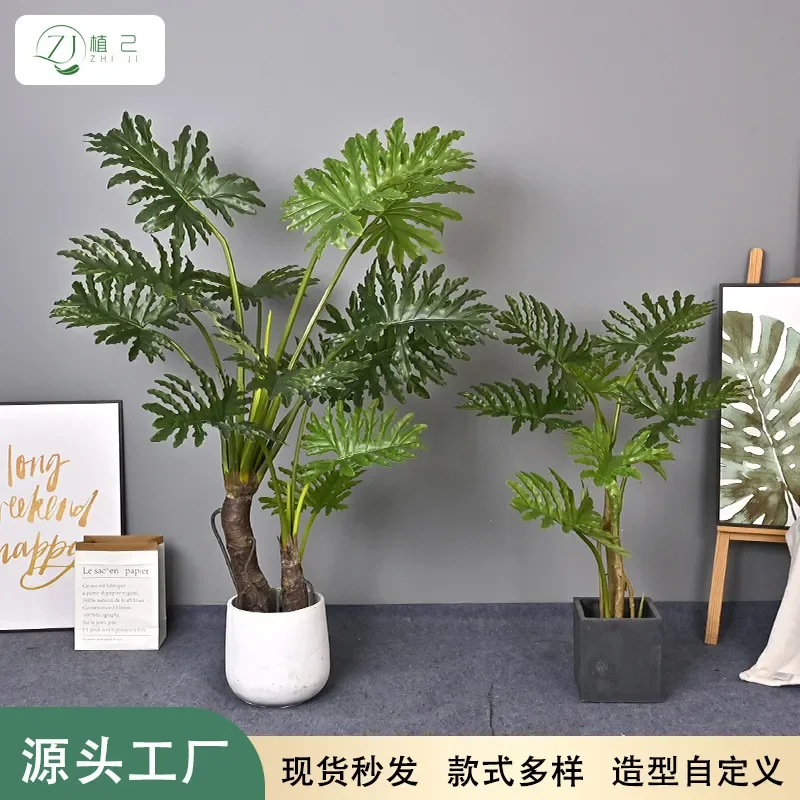 Bionic Green Spring Taro Artificial Plant Turtle Back Leaf Fake Tree for Shopping Mall Window Display Wholesale Soft