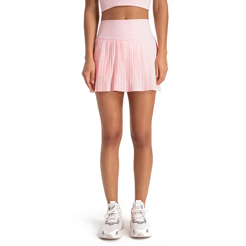 Solid Color Fitness Tennis Wrinkle pocket Women Sweatwicking Sport Short Skirt Comprehensive Training Fitness Jog Quick Dry