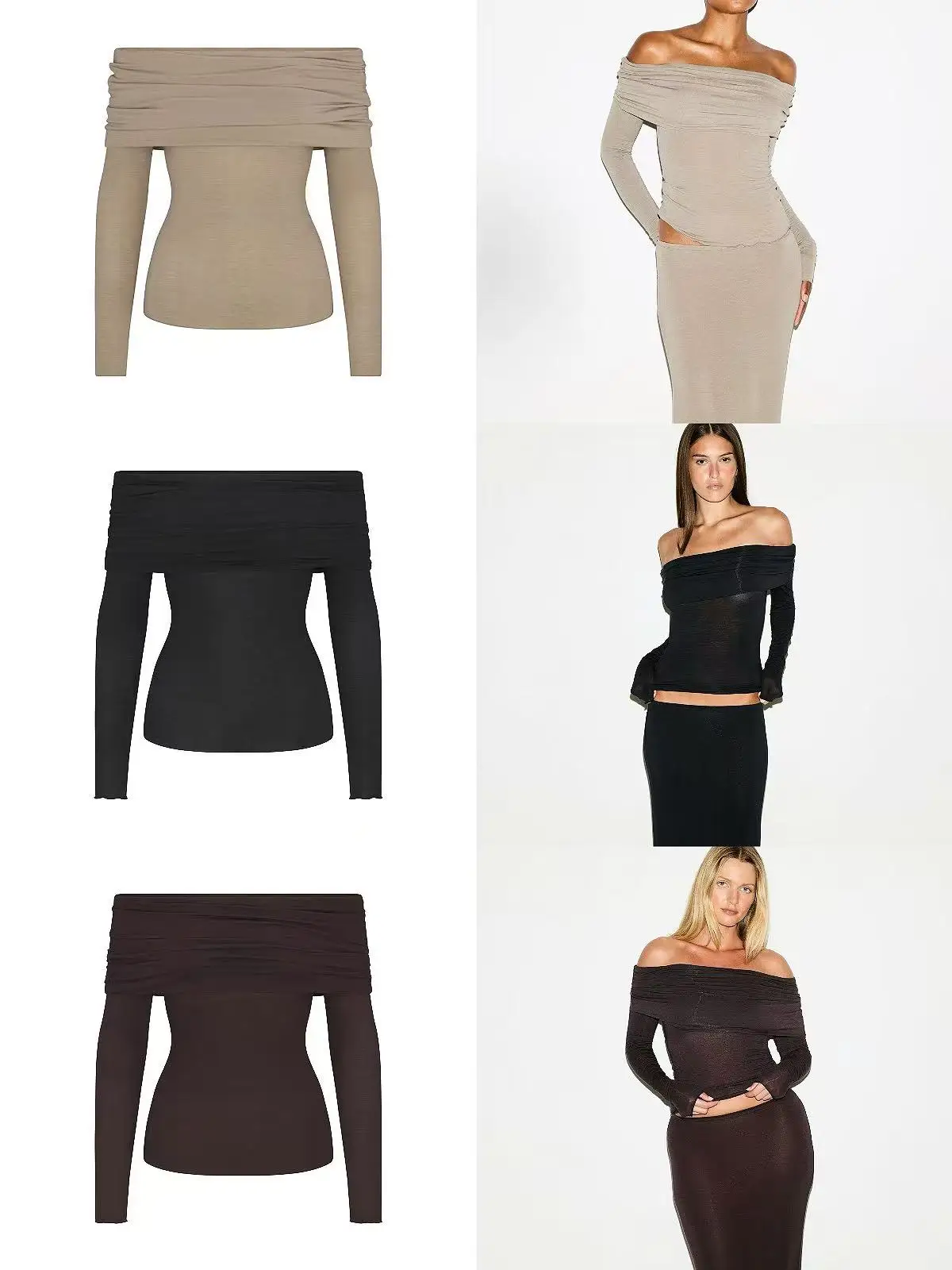 

Comfortable Pure Color One-oulder Long Sve Base irt Versatile Simple Online Store New Arrival Women's Faion Top