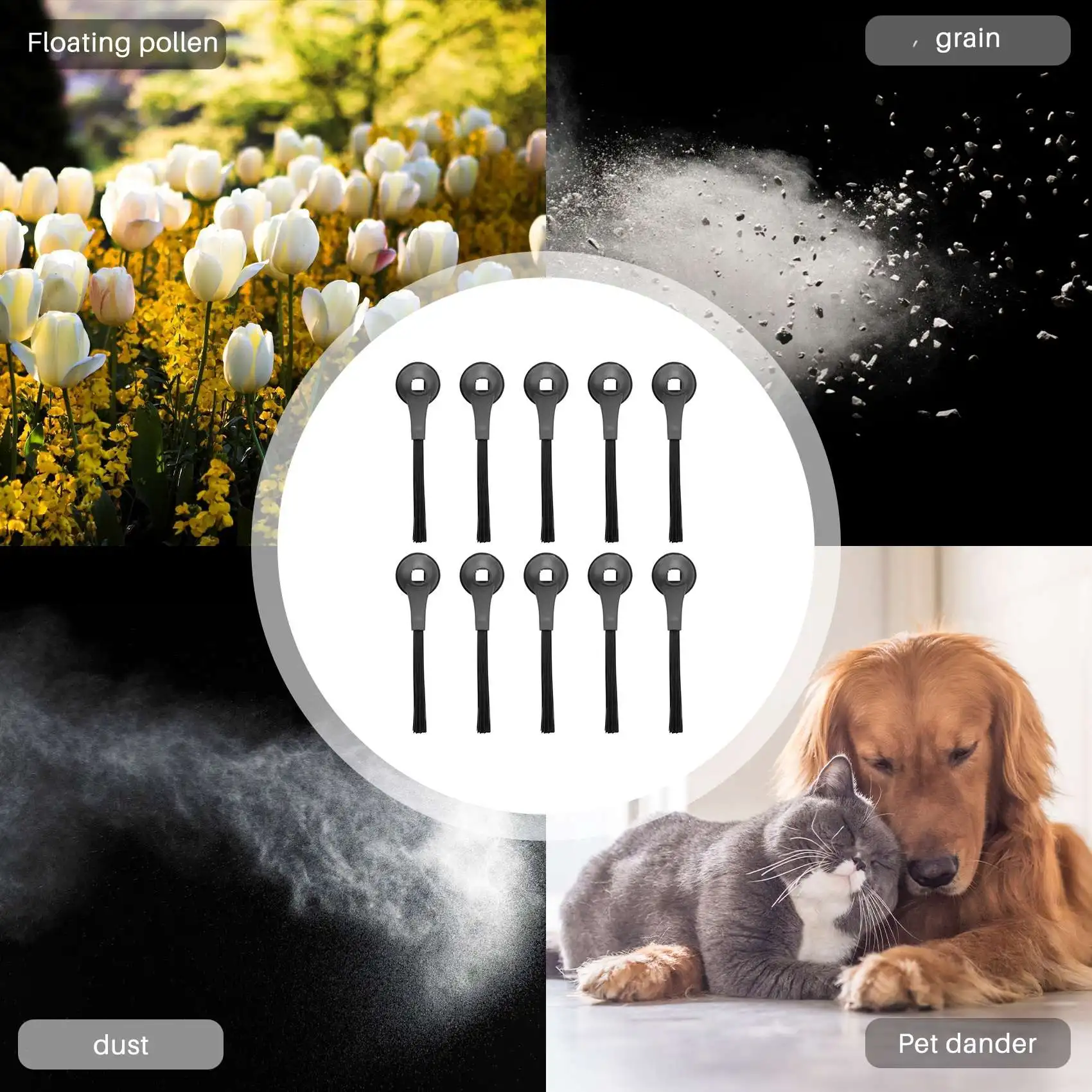 

(ABJZ) 10 Pack Side Brushes Compatible with for Shark Iq Robot R101Ae,Rv1001Ae,Rv1000 Vacuum,Sweeping Robot Accessories
