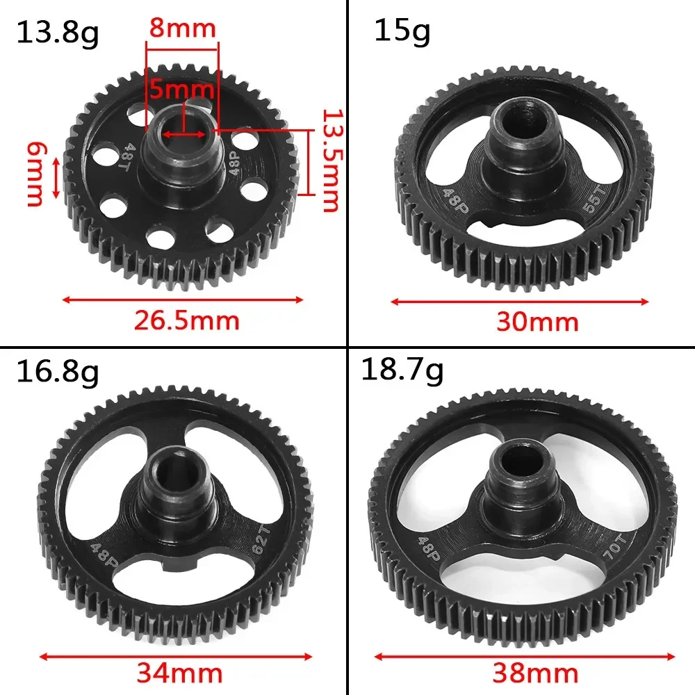 Acciaio 48P 48T 55T 62T 70T ingranaggio cilindrico trasmissione per TRAXXAS 1/10 4-Tec 2.0 3.0 RC parti di aggiornamento auto accessori