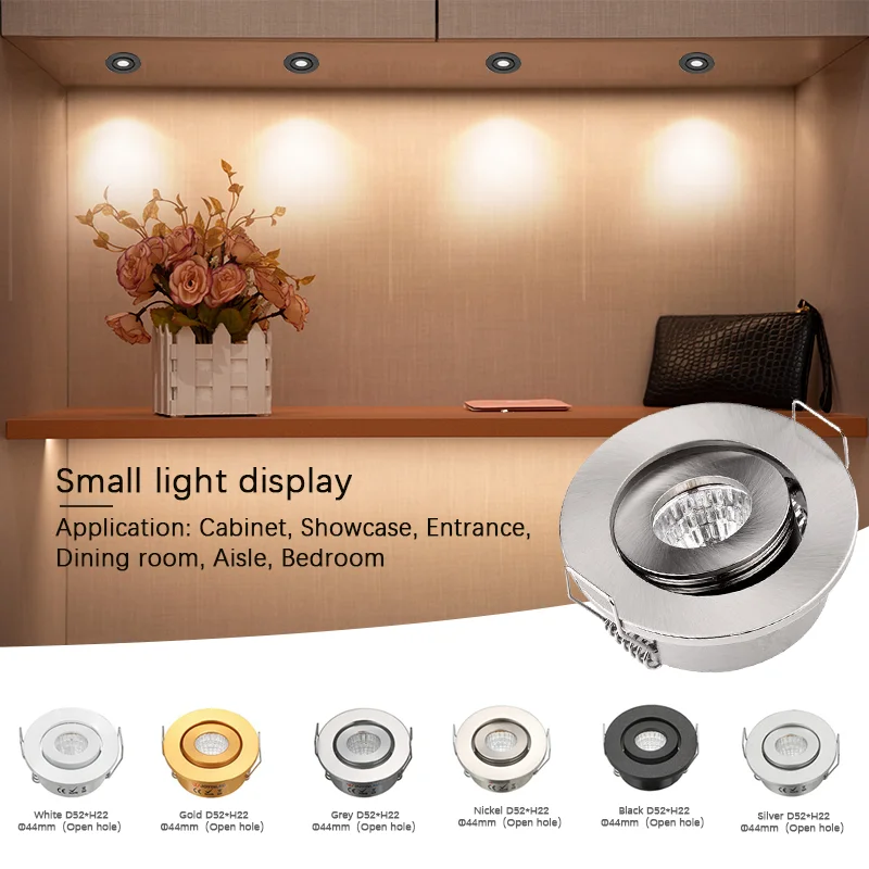 10PCS 52mm 2 inch 3W LED Ceiling Spot Lights Recessed COB Mini LED Downlights DC12/24V Indoor Cabinet Lamp