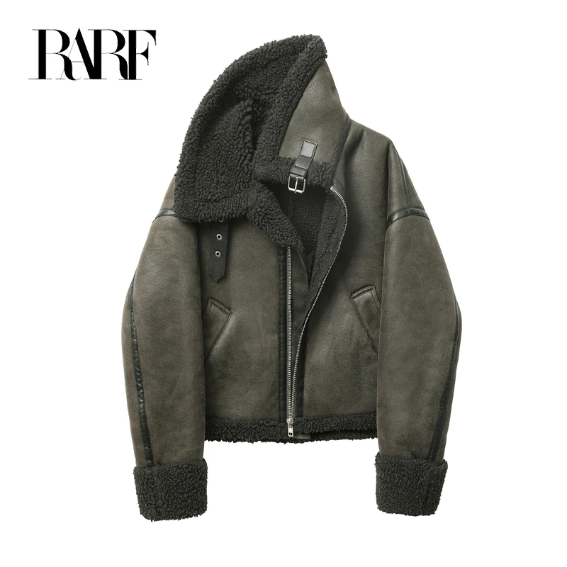 RARF 2024 women\'s thickened warm fur integrated grab fleece double-sided jacket jacket women\'s biker top