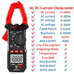 Digital Clamp Meter AC DC Current Voltage Multimeter Pinza Amperimetrica T-RMS Capacitance Temp Current Clamp Amperimetro Tester