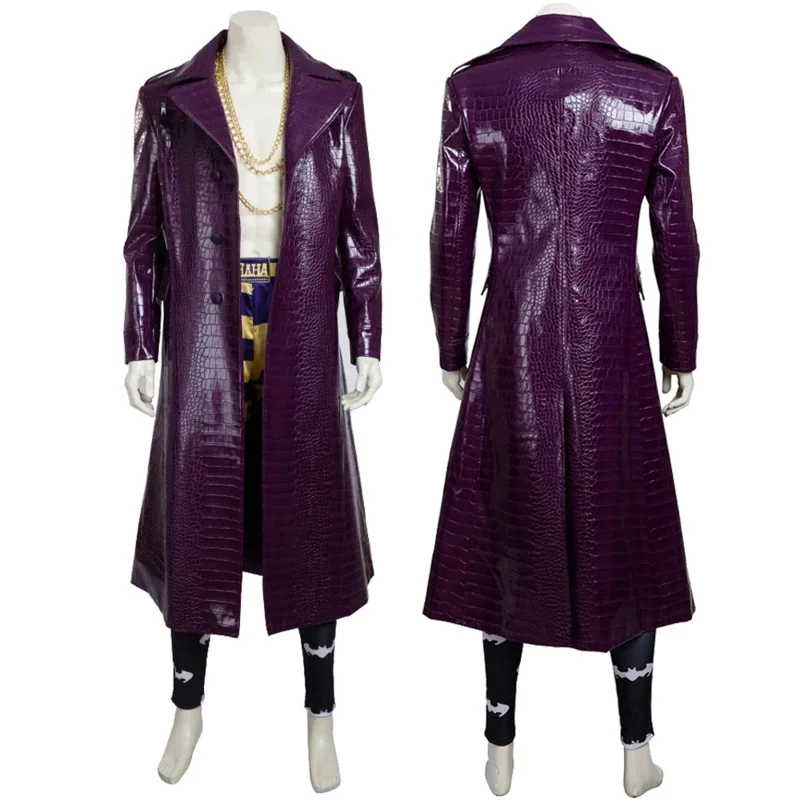 2025 New Gotham City The Joker Cosplay Costume Halloween Carnival The Clown Outfit With Purple Jacket Men Suit With Golden N ☆ ☆