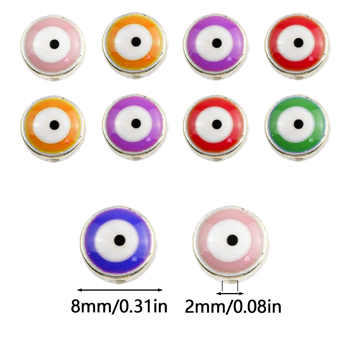 8mm 5/10/20Pcs Silver The Eye of The Demon Plastic Round Beads for Jewelry Making Bracelet Necklace Keychain DIY Accessories