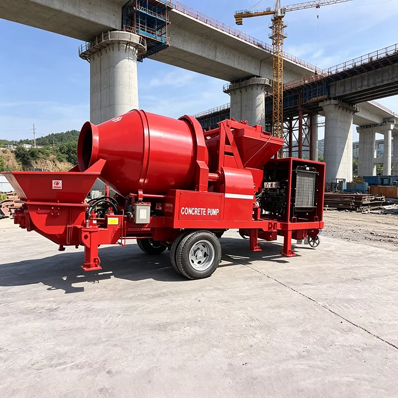 Customizable Mobile Wheel‑Mounted Concrete Mixing Pump All‑in‑One Mixer Pump for Rural Housing Construction Projects