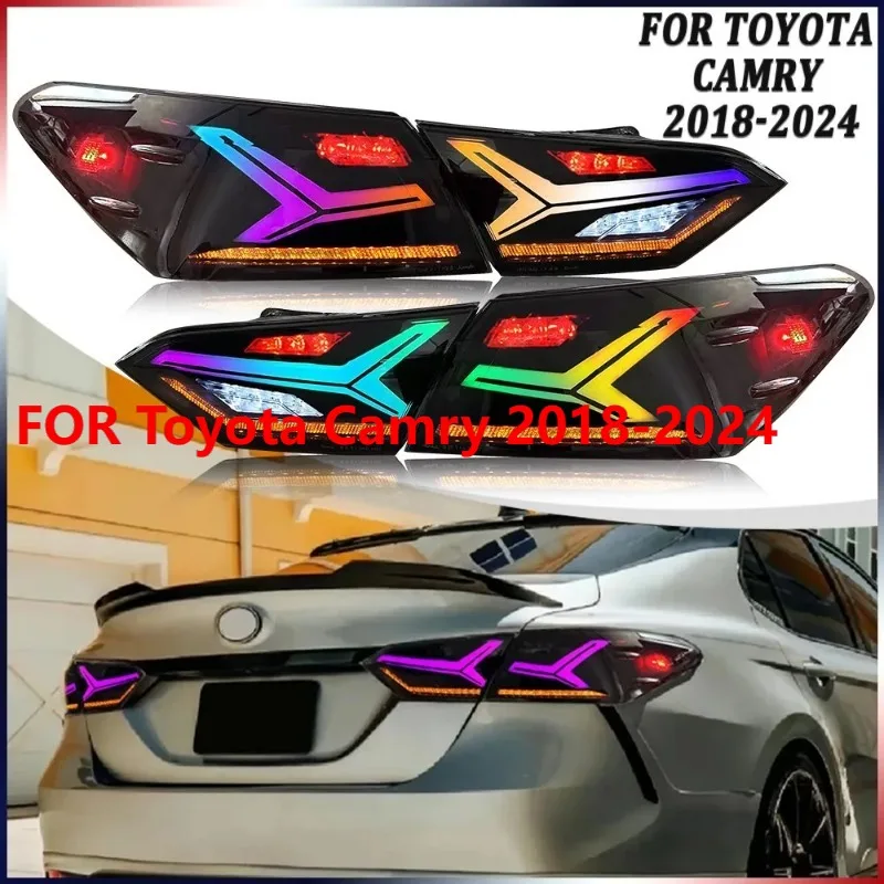

Для Toyota Camry 2018-2024 1 пара дымчатых светодиодных задних фонарей RGB Plug and Play задние фонари в сборе