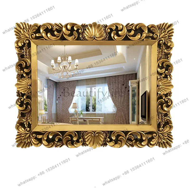 

Vintage square carved bathroom mirror decorative dressing bathroom mirror