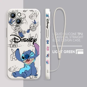 Disney-Capa de telefone super fofa, corda esquerda líquida, capa macia para Apple iPhone 15, 14, 13, 12, 11 Pro Max, Plus, 8, 7, SE 10 principais vendas capa para iphone com cordinha - №6