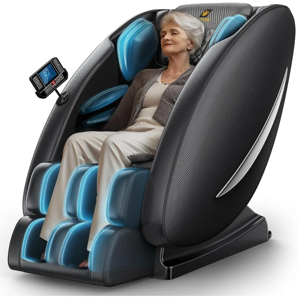 

Massage Chair Recliner with Zero Gravity,Heating, Bluetooth Speaker, Airbags, Foot Roller, Touch Screen,Faux Leather (Black)