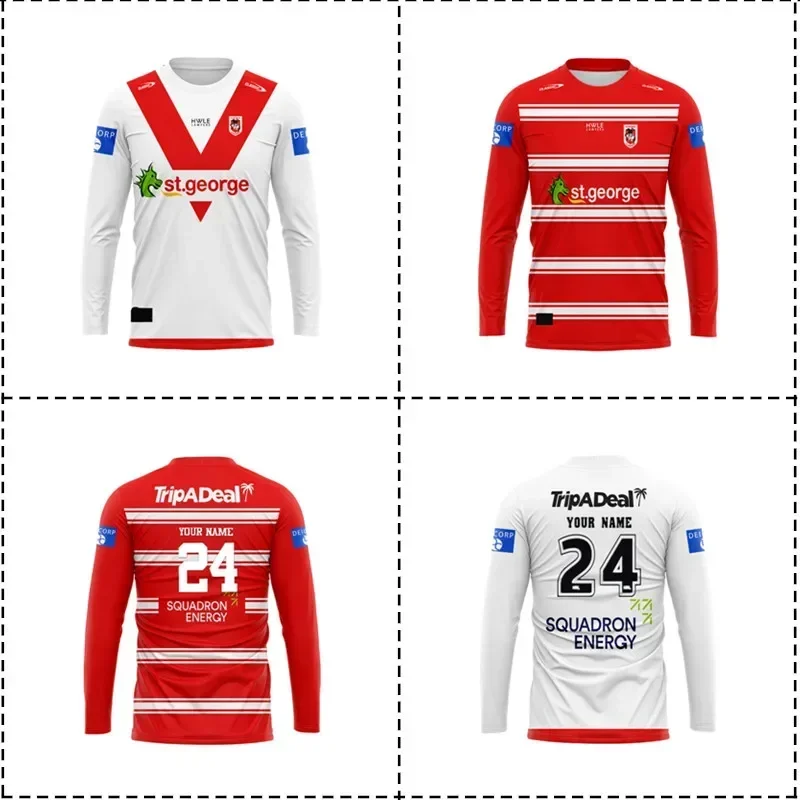 2024 St George Illawarra Dragons Long Sleeve Home / Away Rugby Jersey Size: S-XXXL （Print Custom Name Number）