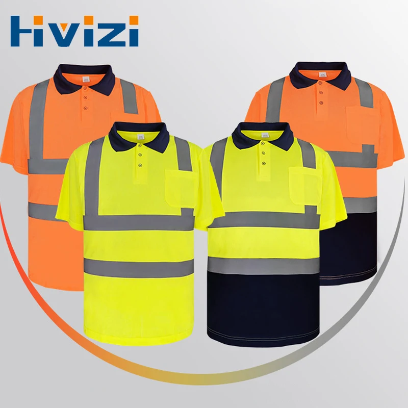 Hi Vis Reflective Safety Workwear Polo Shirt High Visibility Work T-shirt Two Tone