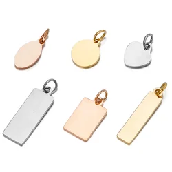 Good Polishing Gold Color Customized Laser Engraving Logo Tags Heart Round Oval Rectangular Stainless Steel Labels Jewelry Tab