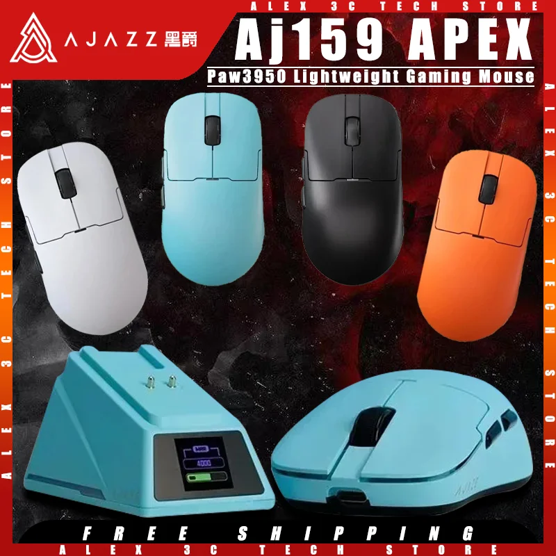 

Ajazz Aj159 APEX Mouse PAW3950 Sensor Three mode Wireless Charging Base 8KHz Lightweight Custumized Gaming Mouse Pc Accessories