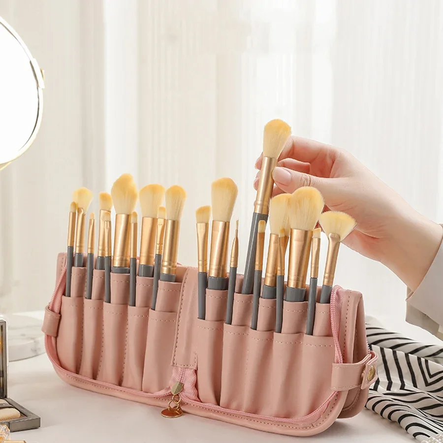 Makeup Brush Storage Bag Brush Bag Stand Type Embroiderer Tool Pen Eyebrow Pencil Display Rack Eye Shadow Box Brush Bag