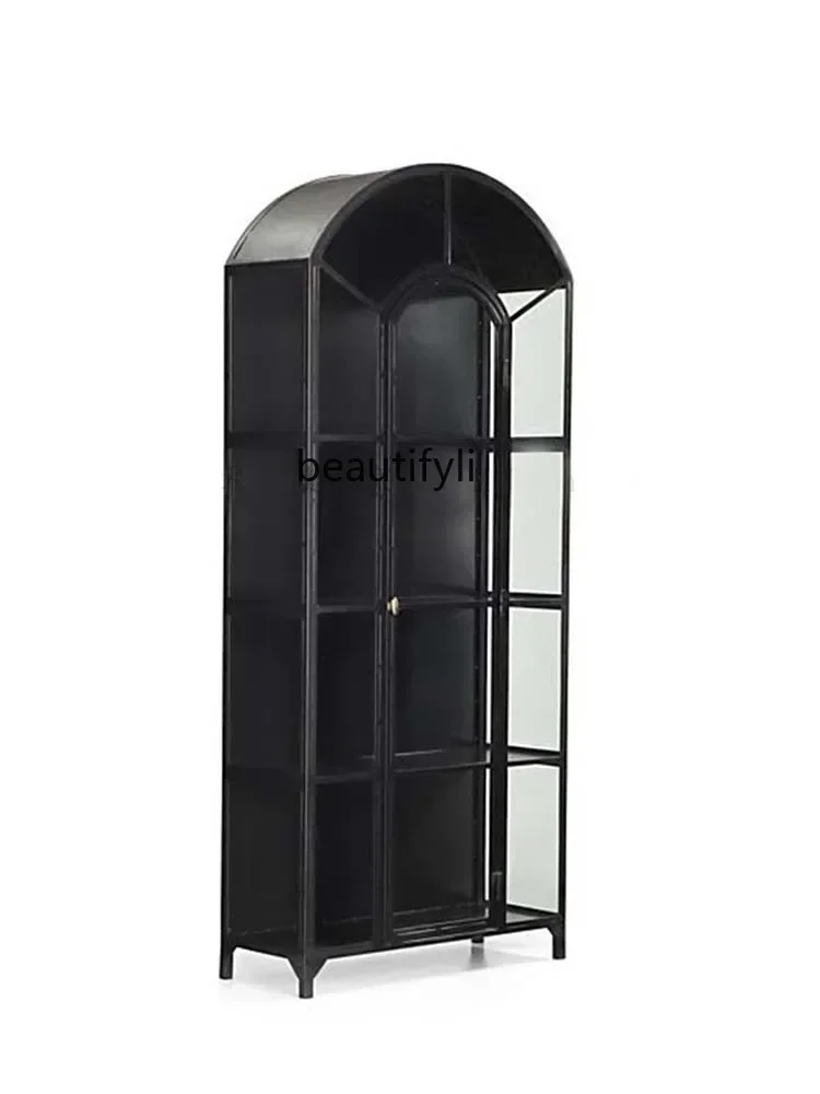 

American-Style Solid Wood Glass Wine Cabinet Sideboard Cabinet Complete Storage Display Cabinet Light Luxury Wall Bookcase