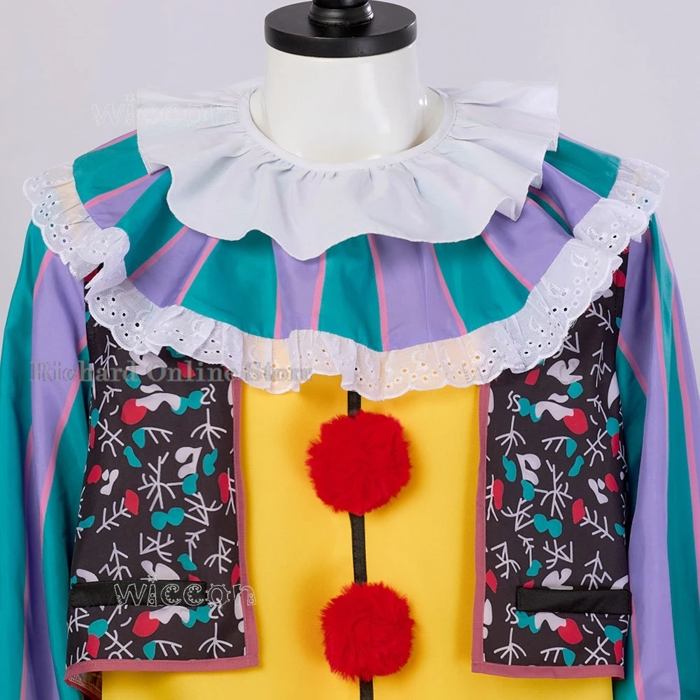 Film Horror spaventosi costumi da Clown per adulti uomo donna Halloween Stage Performance Cosplay Outfit vestito colorato Outfit Shoes