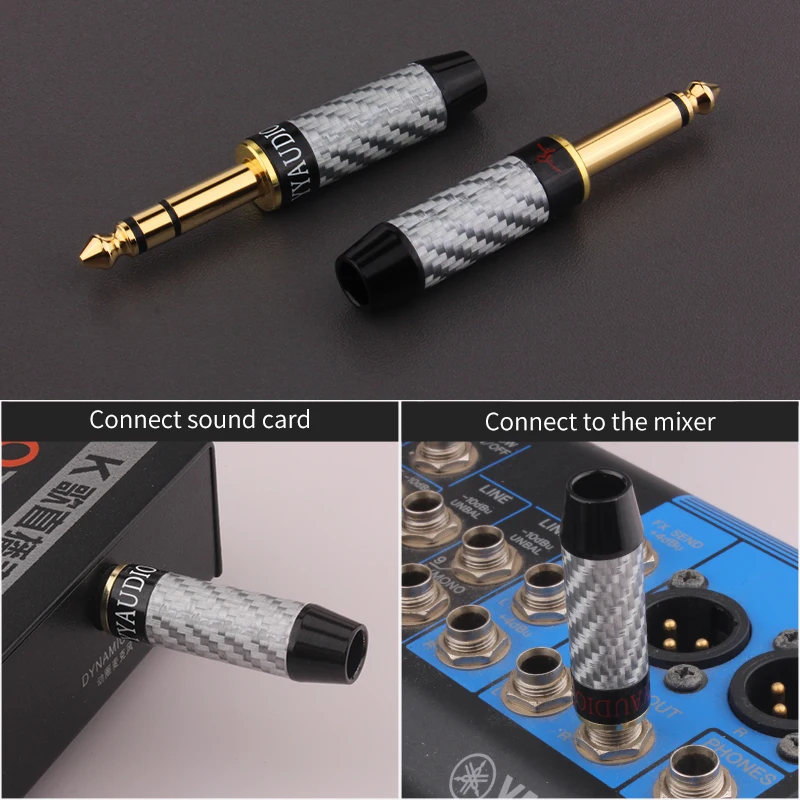 YYAUDIO HiFi 6.35 Audio Plug Jack Adapter Connector Right Angled 6.5mm L Type Stereo Earphone Microphone Right Angle Jack