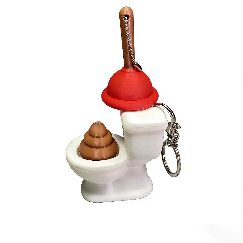 1/2 Stück Beruhigender Schlüsselanhänger, Schlüssel-Fingerknopf, Anti-Stress-Spielzeug, Toiletten-Kot-Schlüsselring, Taschenanhänger, Fingerspitzen-Klicker, Dekompressions-Spielzeug – Detail 4