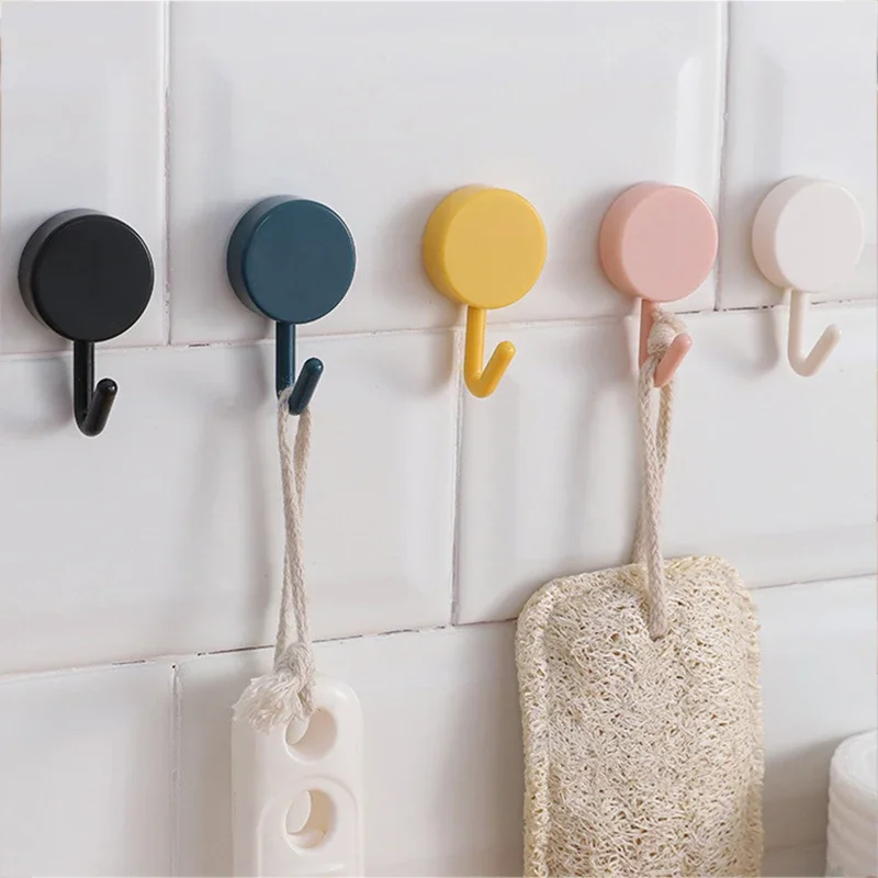 

5PCS Self Adhesive Wall Hook Strong Without Drilling Coat Bag Bathroom Door Kitchen Towel Hanger Hooks Home Storage Accessories