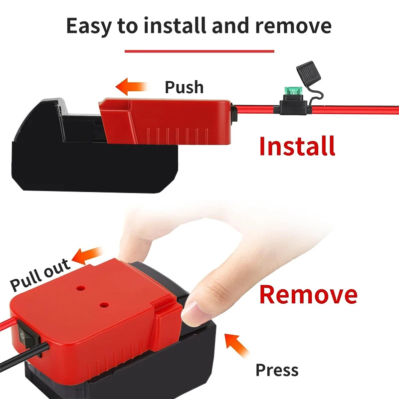 Imagem -04 - Adaptador Power Wheels com Fusível Interruptor para Caminhão rc Milwaukee 18v Bateria de Lítio Robótica Brinquedos Bateria Diy