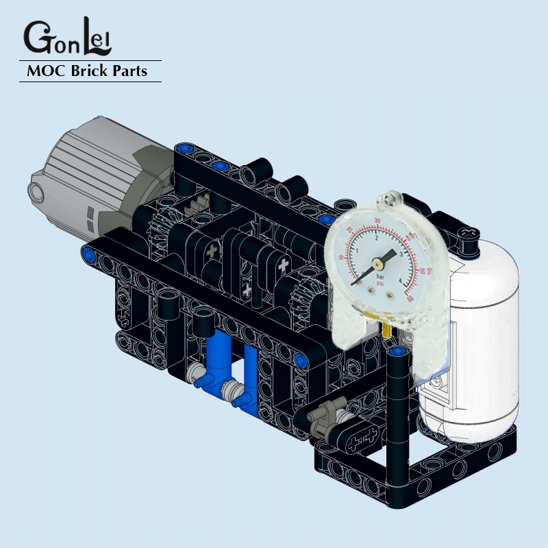 NEW Technical MOC Pneumatic Pump Compact Building Blocks Model with 64065 75974  Airtank Pressure Gauge Manometer MOC Parts Toys