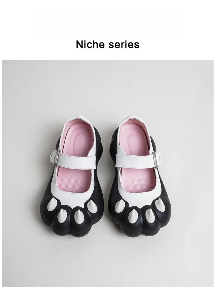 

Cute Claw Women's Shoes Universal Design Sweet Style round Head High Top Mary Jane Shoes Sheep Leather Inner Rubbe...
