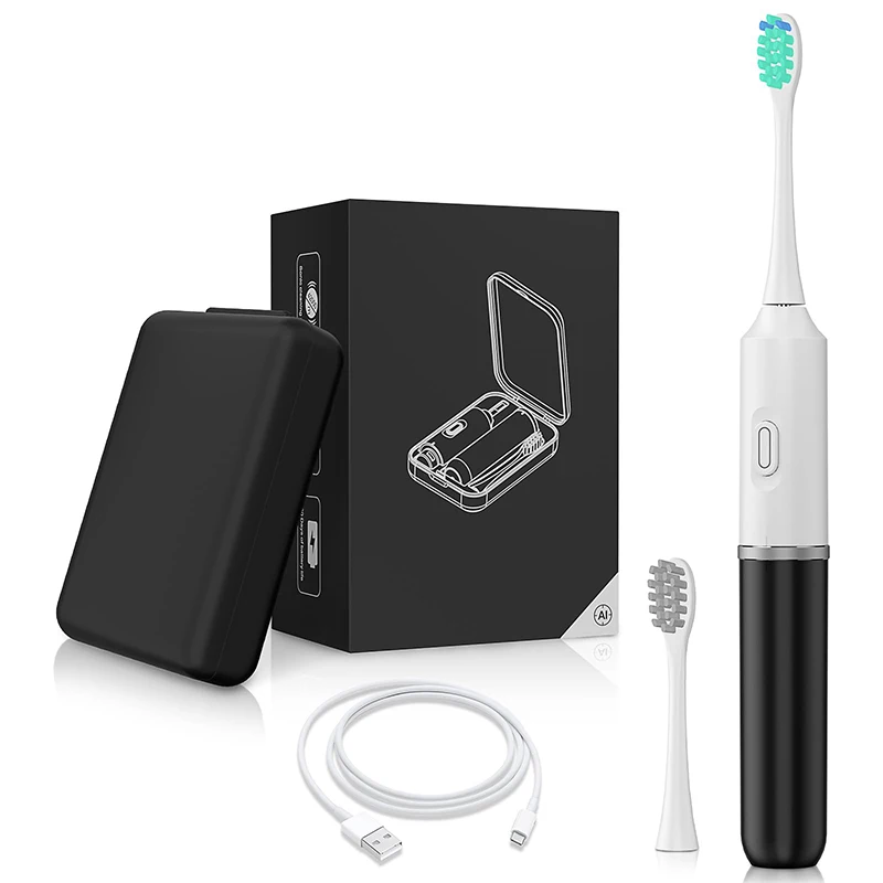

Портативная электрическая зубная щетка для взрослых, 5 режимов чистки, таймер 2 минуты, напоминание о 30 s, IPX7, водонепроницаемая звуковая электрическая складная зубная щетка