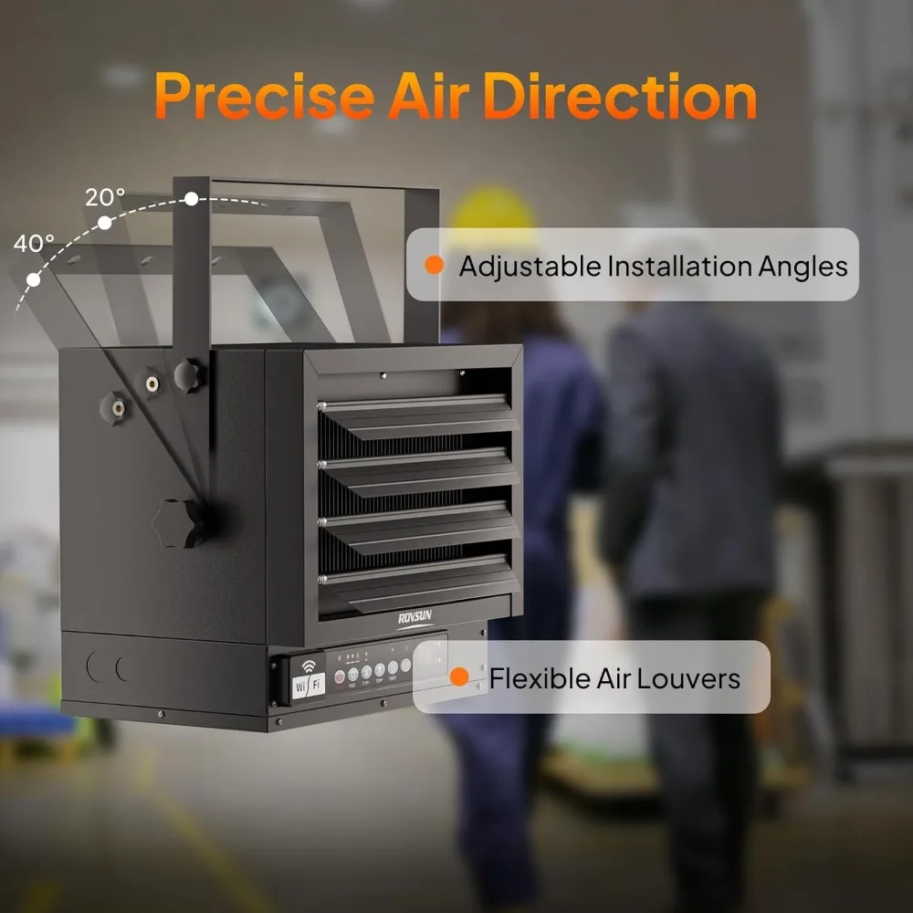 سخان رقمي بقوة 5000 وات مع جهاز تحكم عن بعد ومؤقت 12 ساعة وترموستات لتدفئة المرآب الكهربائي