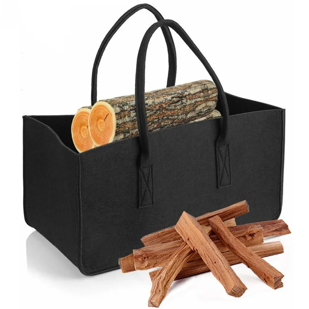 Sac de rangement en feutre pour cheminée, sacs de rangement en bois, panier de courses, porte-revues