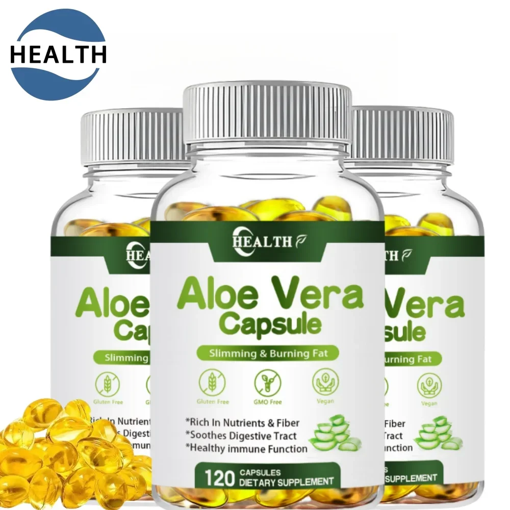 Real aloe 50,00 mg de gel de aloe vera, cada contiene aloe orgánico (120 cápsulas) para digestión