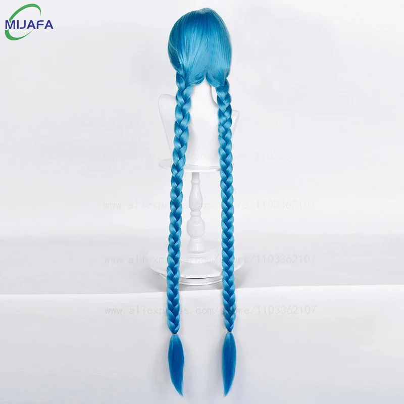 Jinx Long Braided Blue Cosplay Wig