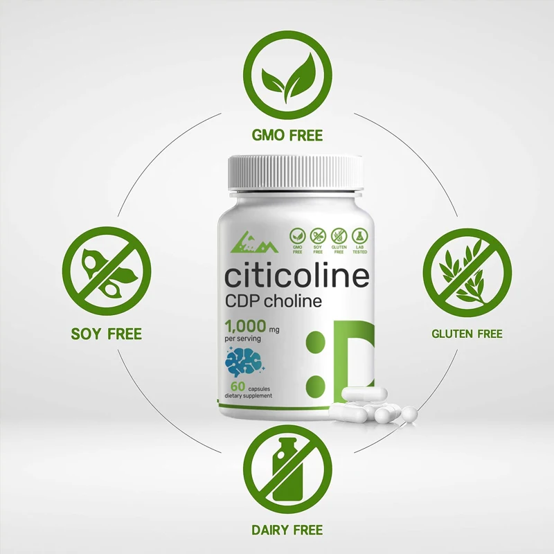 อาหารเสริม citicoline CDP choline-Super choline Supplement-แคปซูลที่ไม่ GMO-60