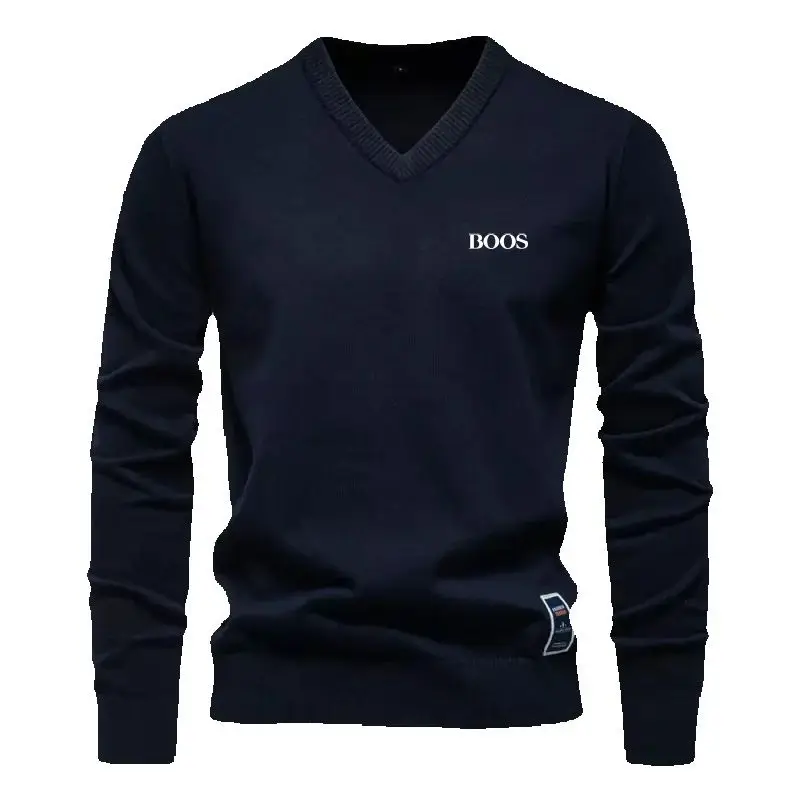Autumn and Winter Men's High Quality V-neck Knitted Sweater New Fashionable, Casual, Warm and Versatile T-shirt Top