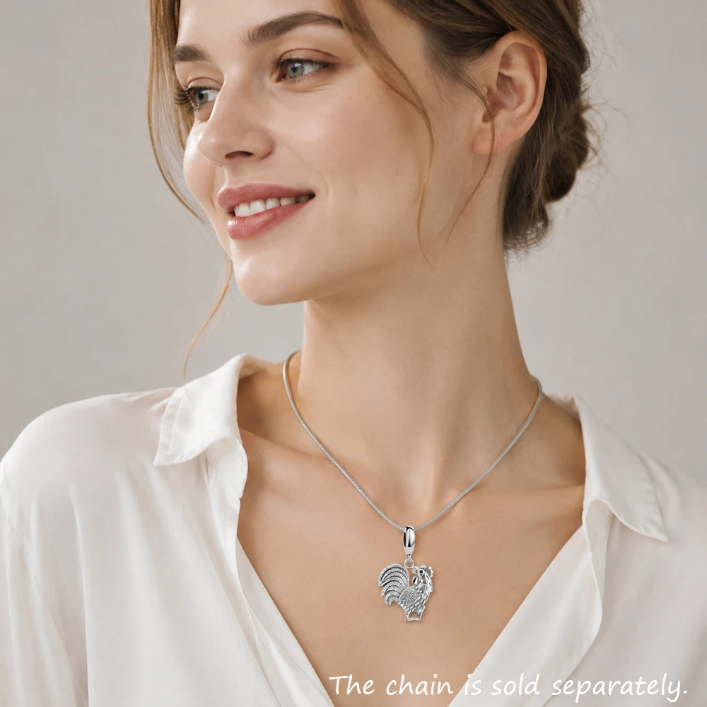 Anhänger Hahn Huhn brandneue Mode Sterling Silber Schmuck Europa Accessoires trend iges Geschenk für Frauen Männer – Detail 2