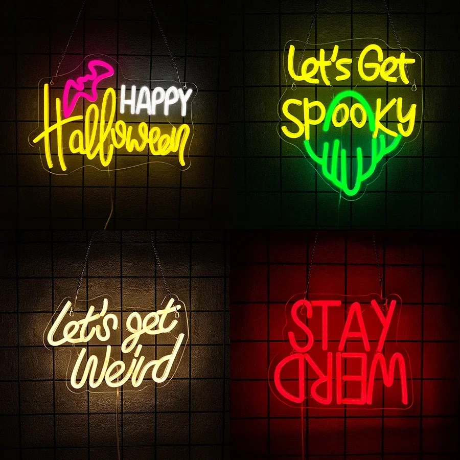 

Обои для комнаты Полный жевательный свет для спальни Имя игры Человек Led Хэллоуин Серия Конфеты Бар Неоновая вывеска Испанский для декора стен