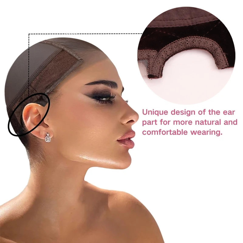 Ajustável U-Part Lace Wig Grip Cap para mulheres, faixa antiderrapante, aperto de peruca, para manter as perucas do laço no lugar, ajustável