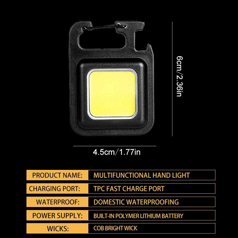 Super jasna latarka z brelokiem MINI COB Lampa ładująca Światła kempingowe z magnesem 3 tryby oświetlenia do domu na kempingu