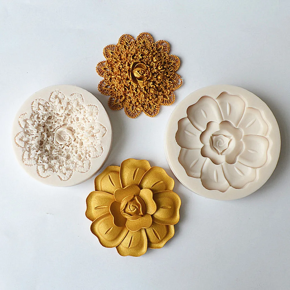 DIY Lace Flower Silicone Mold 3D Rose Silicone Mold Candy Chocolate Cake Decoration Valentine\'s Day Cake Decoration Mold