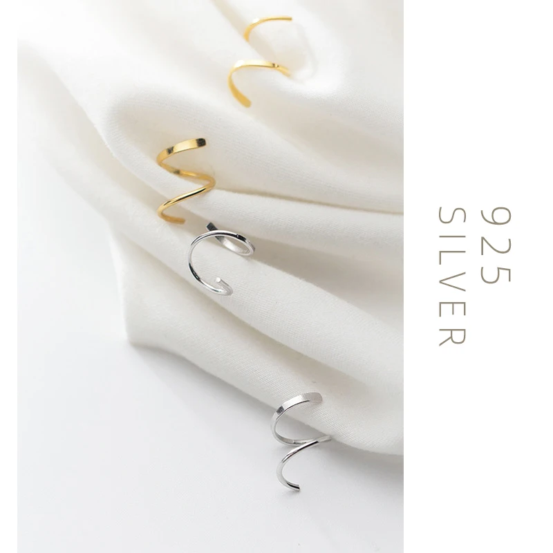 Modian-Boucles d'oreilles créoles géométriques en spirale pour femmes, argent regardé 925 authentique, boucle d'oreille simple document en or, bijoux fins à la mode