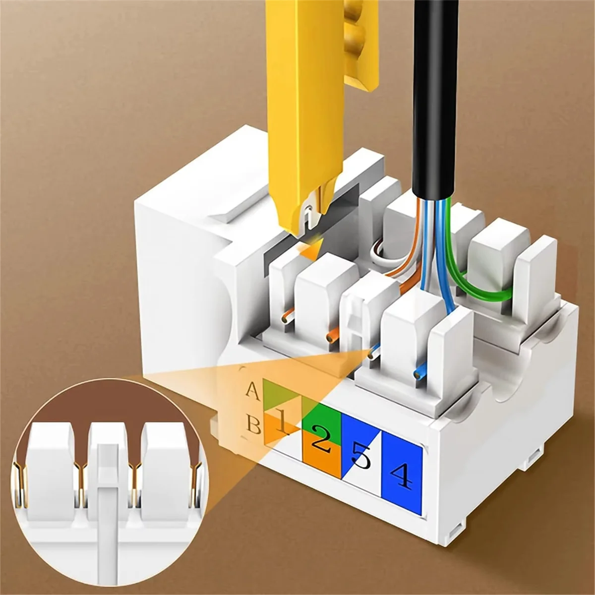 AA91 10PCS Cat6 Jack, Ethernet Punch Down Connector, Wall Adapter 90-Degree Module Coupler, Compatible Cat5/5e/6