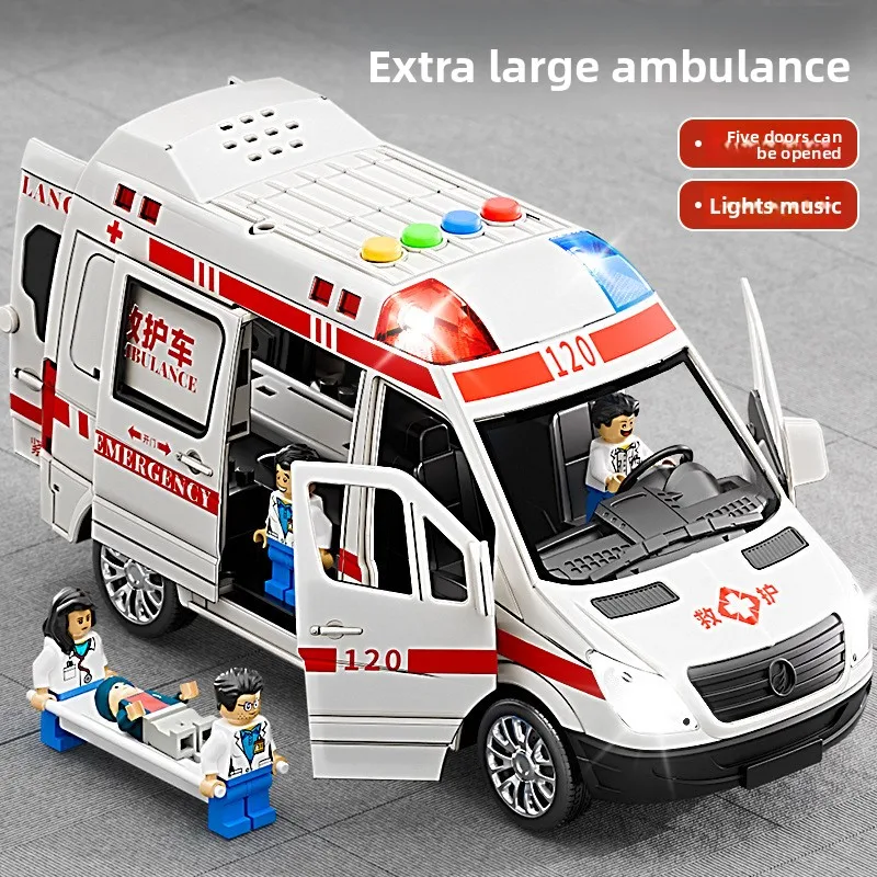 Boy Oversized Simulation 120 Ambulance Toy Can Open 5 Doors Music Story Model Car Boy 3 Years Old Elm