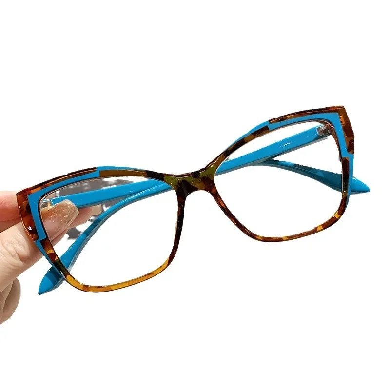Elegant Ladies' Color Changing Cat Eyes Anti Blue Light Glasses with Fashionable Color Block Design and Flat Lens image 3