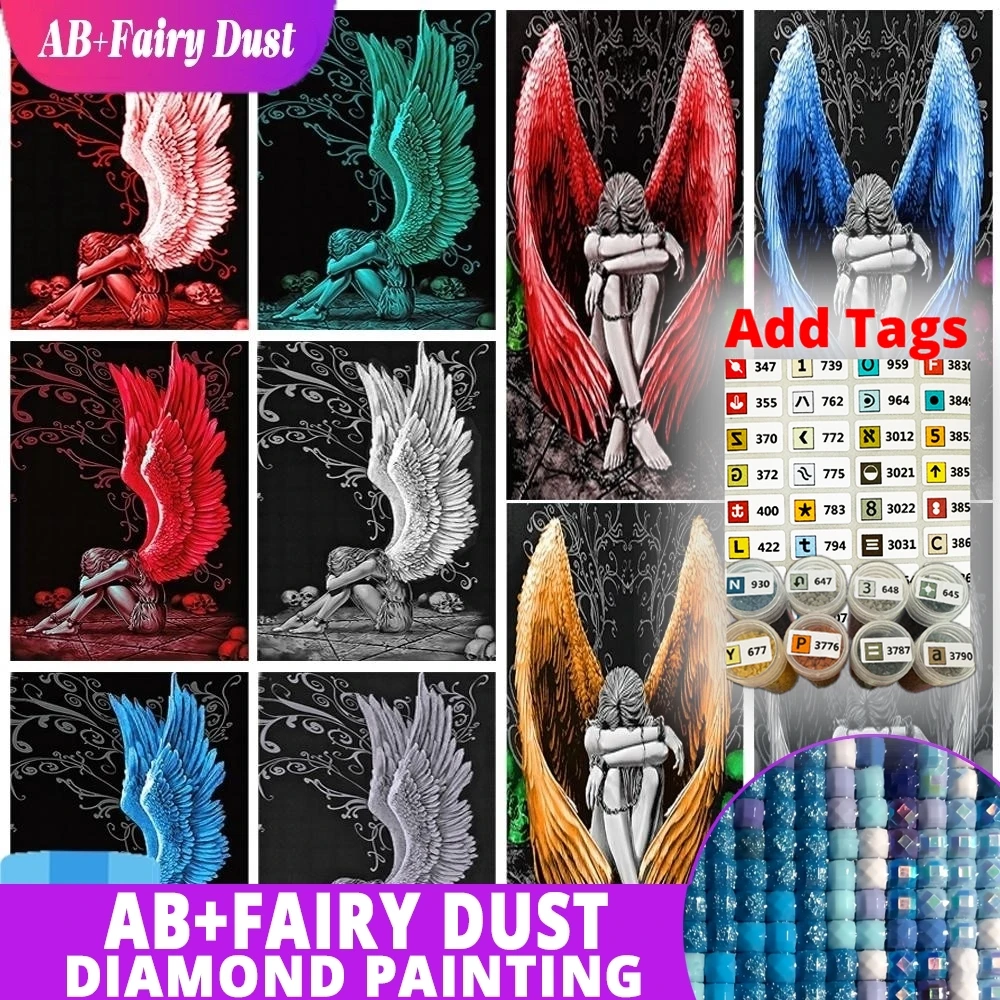

С наклейкой с символом AB Fairy Dust 5D алмазная живопись девушка-ангел алмазный персонаж красивая девушка с крыльями вышивка крестиком мозаика
